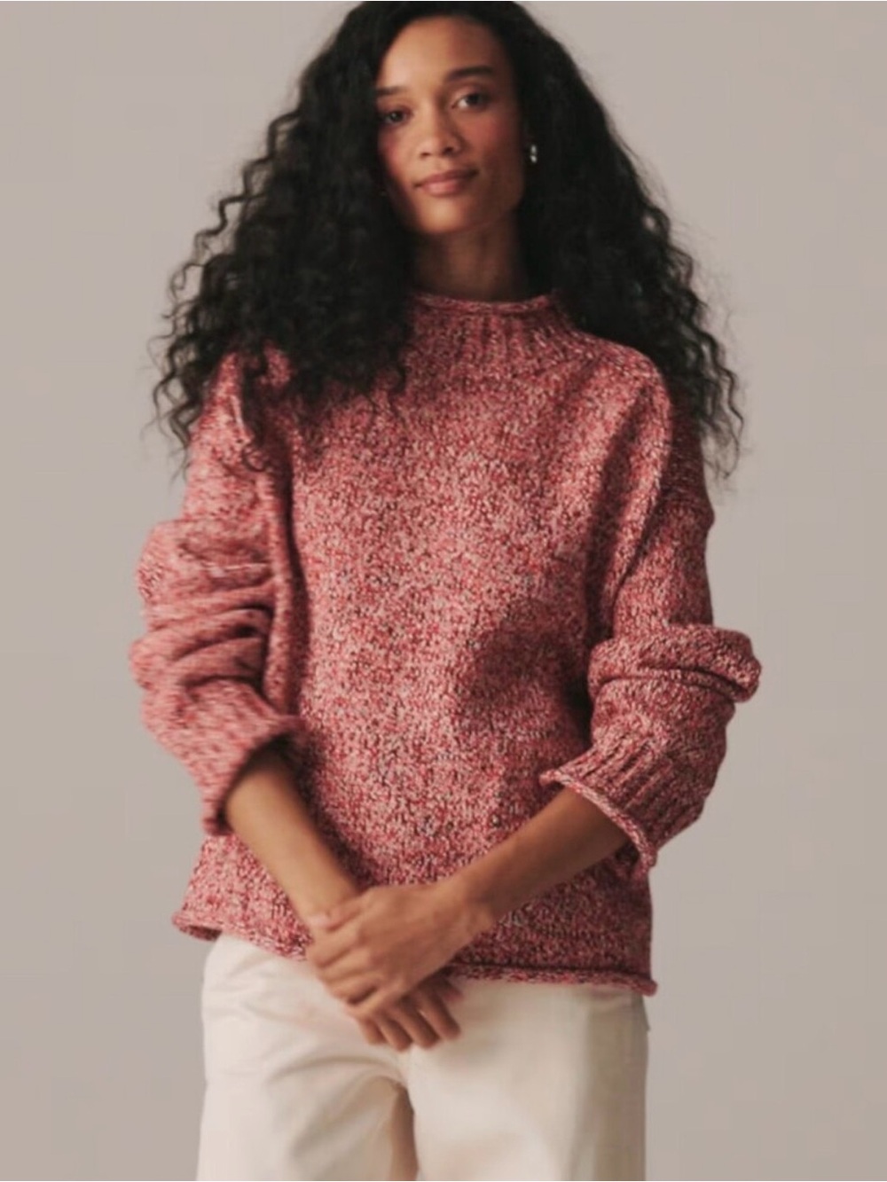 NWT J. Crew 2025 Red Marled Rollneck Sweater, size small - Picture 2 of 3